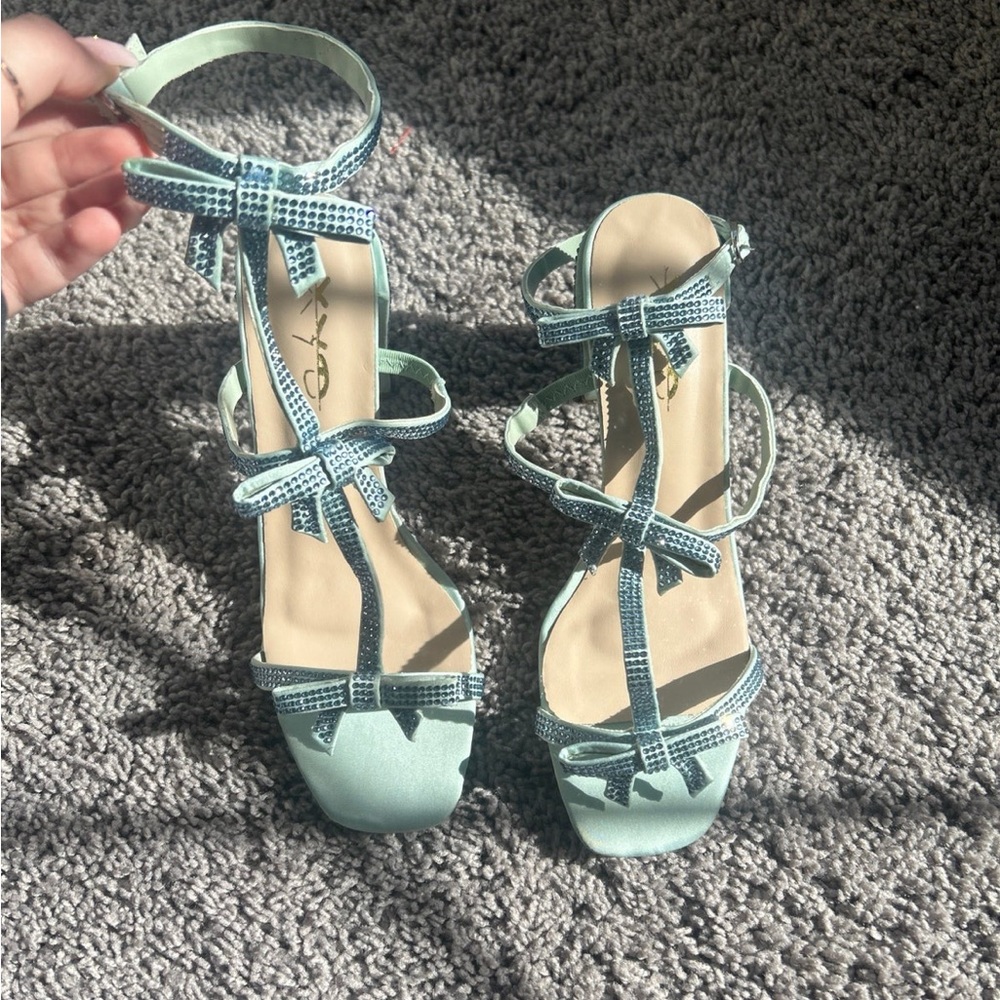 Blue sparkly heels